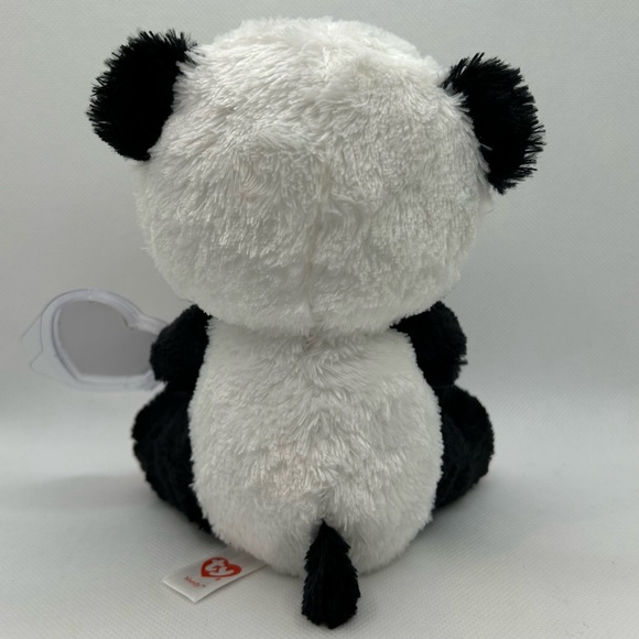 Ty Beanie Boos Collection RETIRED Valentine Theme Mandy Heart Eye Panda Plush - Picture 4 of 6
